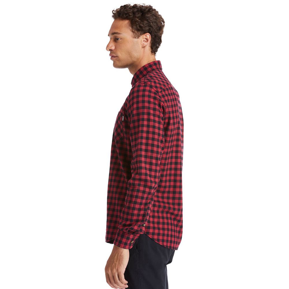 Camisa Timberland Hombre Back River Brushed-Cotton Oxford Check Rojas/Negras - Chile HPF-913820